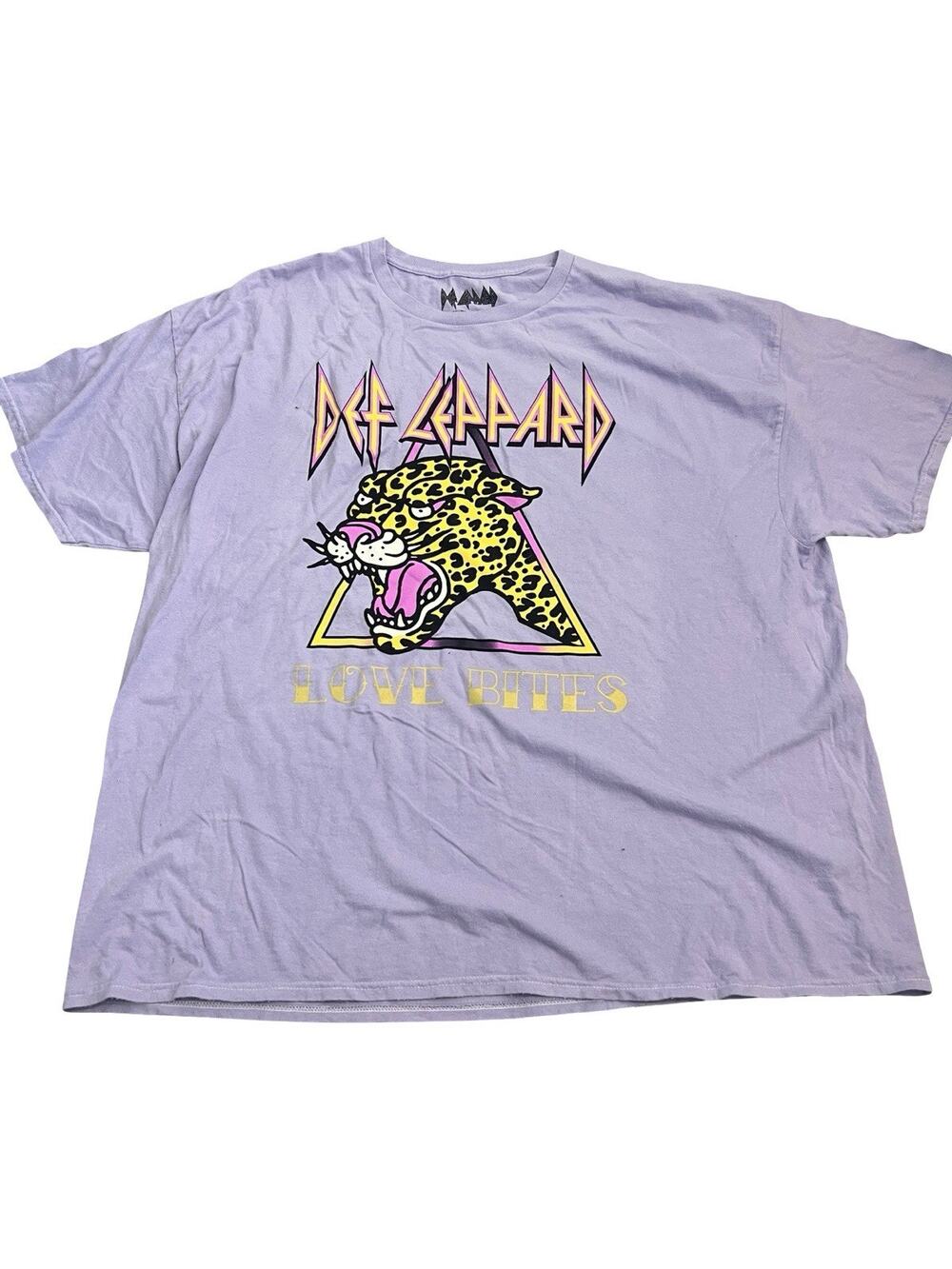 Def Leppard Love Bites Graphic Band Tee Purple XXXL 3XL 100% Cotton 2024 Tour